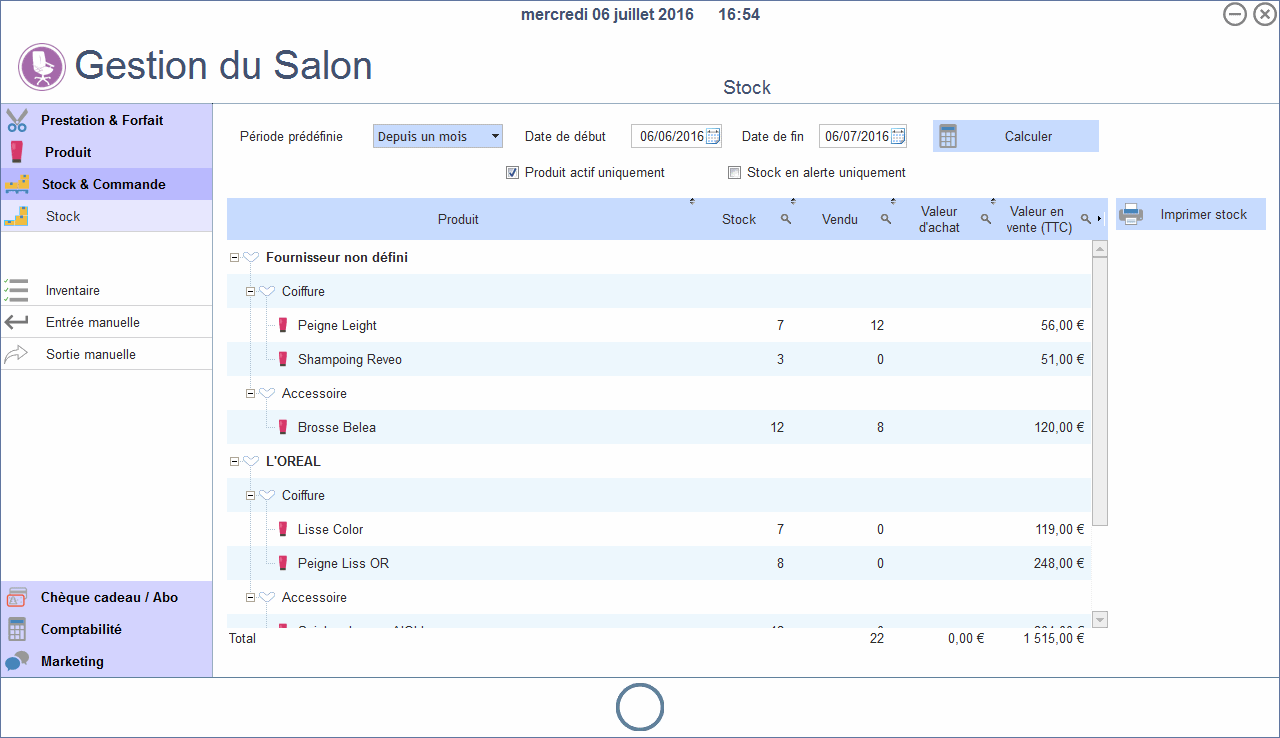 N'Hair gestion des stocks